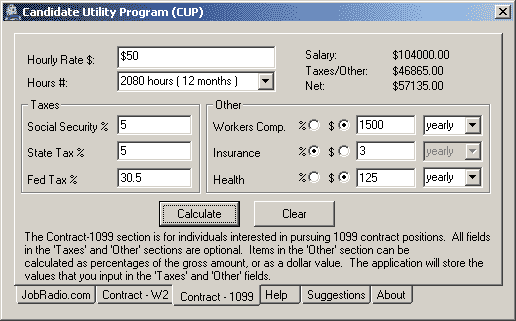 Candidate Utility Program (CUP) Screenshot